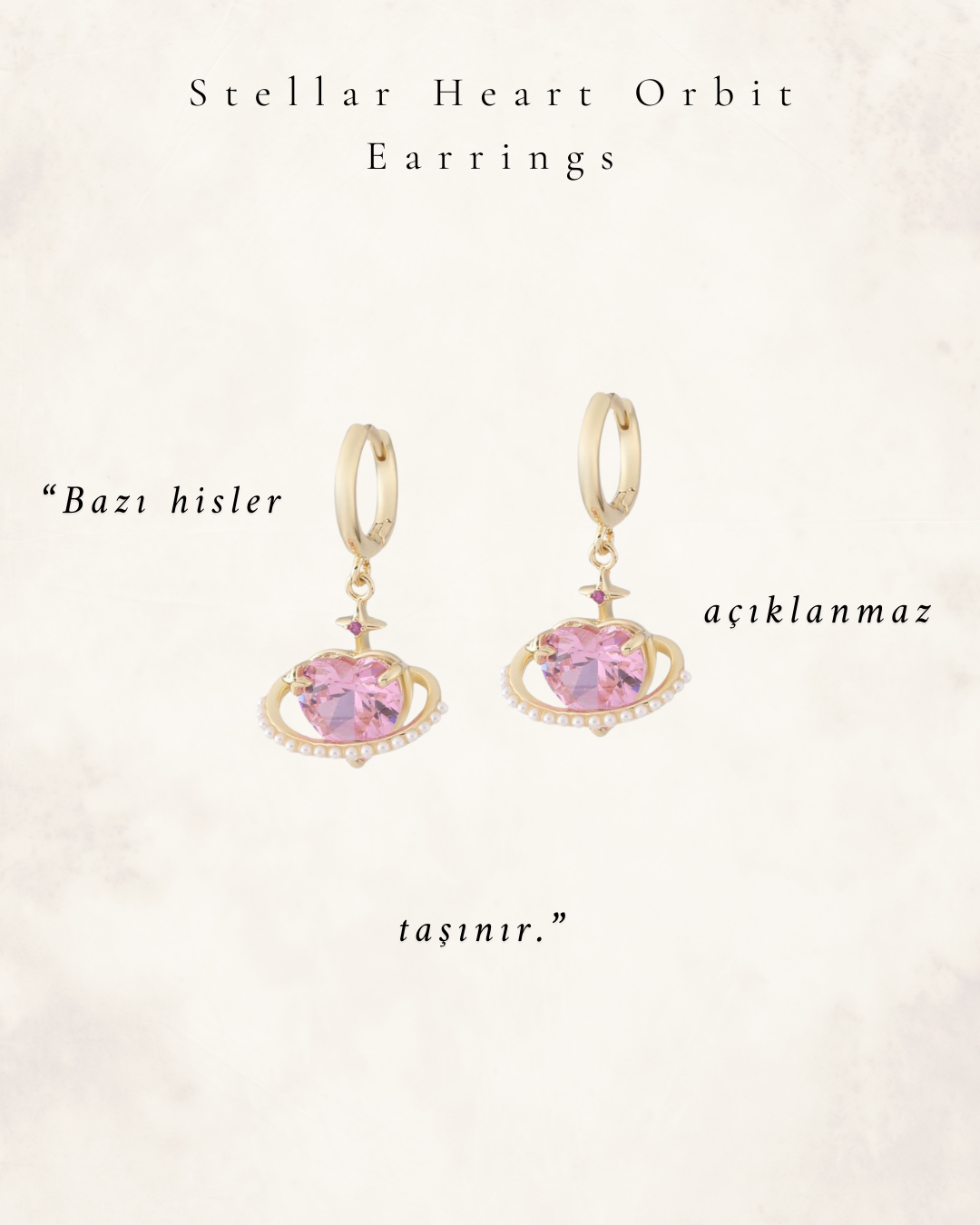 Stellar Heart Orbit Gold Tone Küpeler