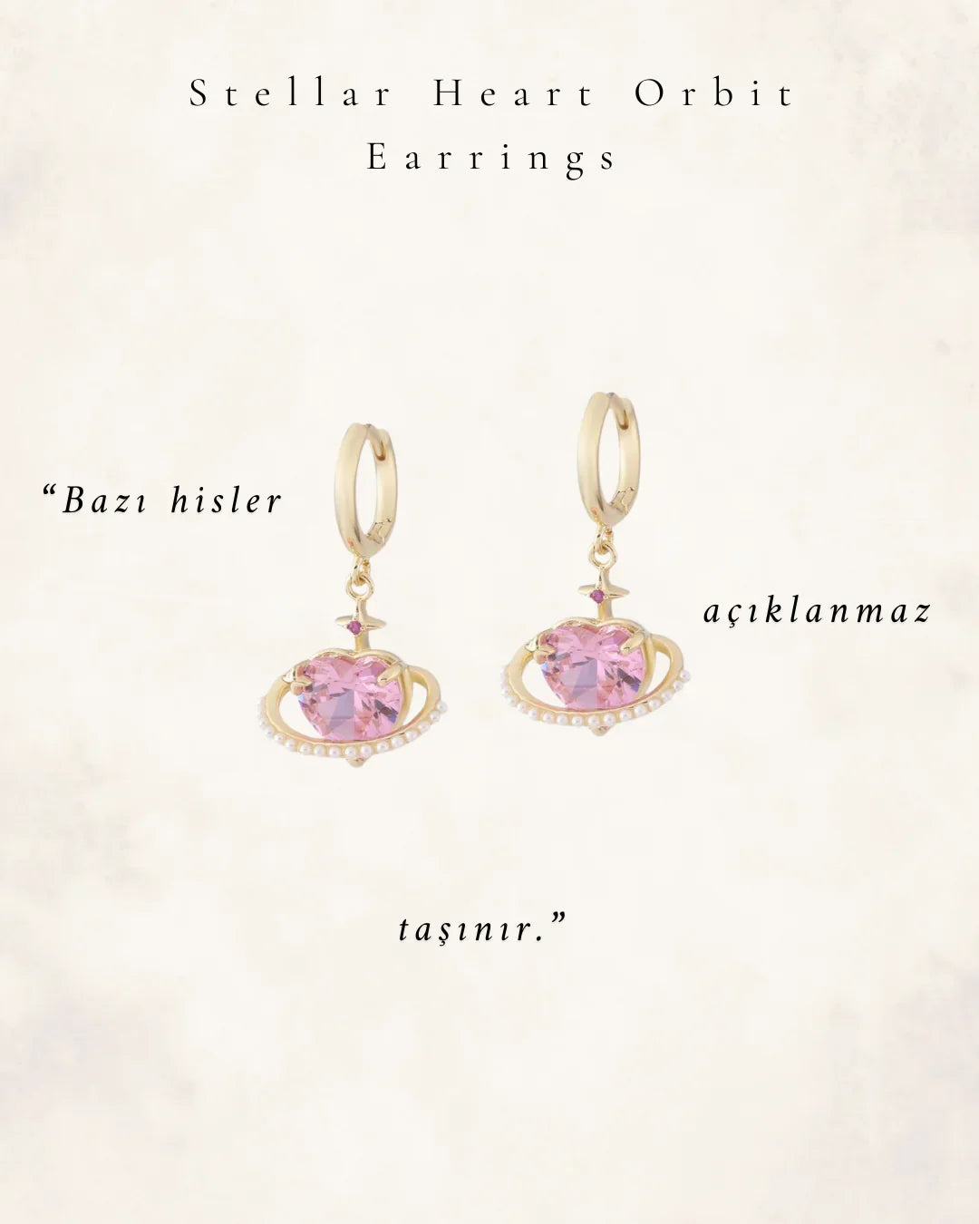 Stellar Heart Orbit Gold Küpeler