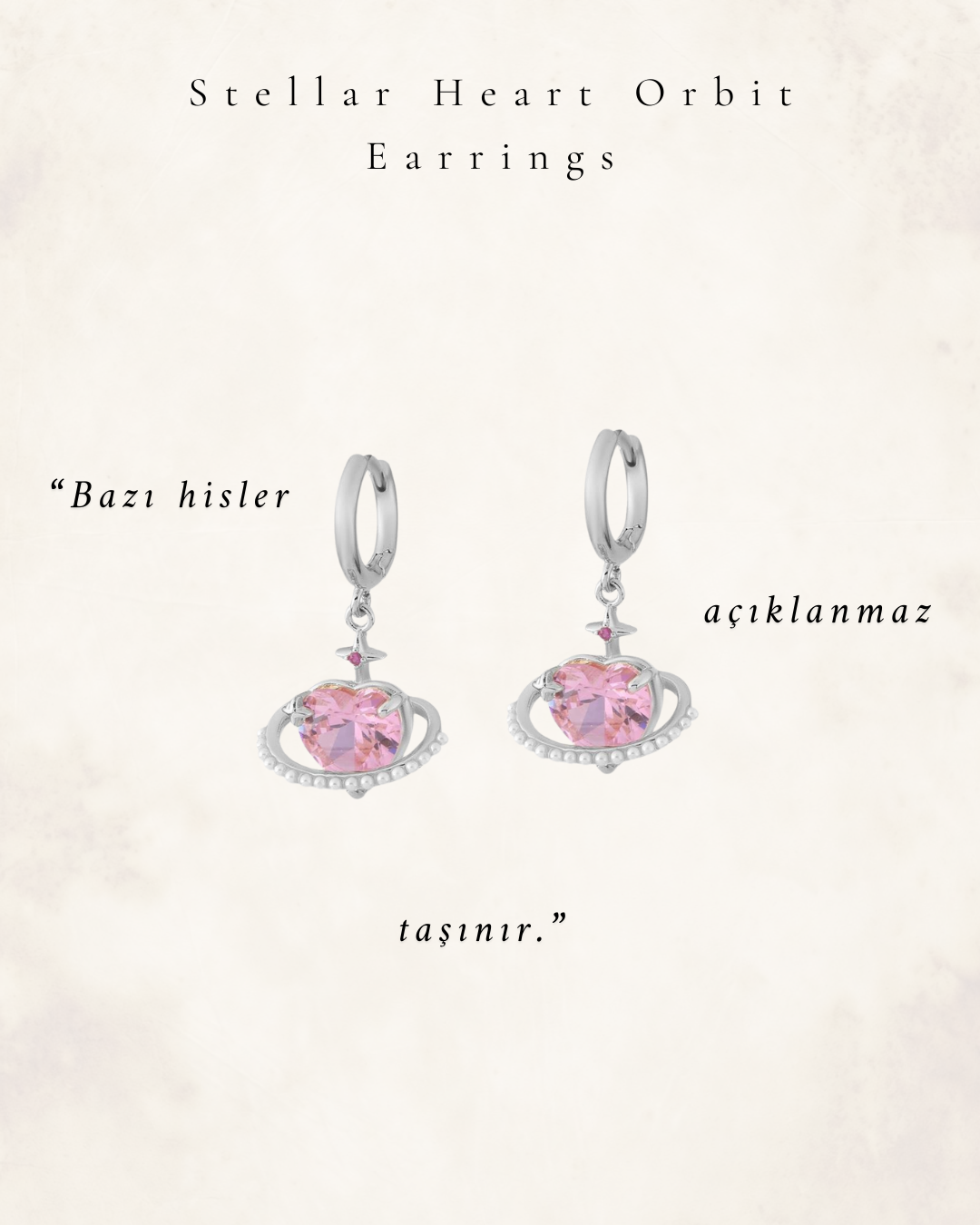 Stellar Heart Orbit Silver Tone Küpeler