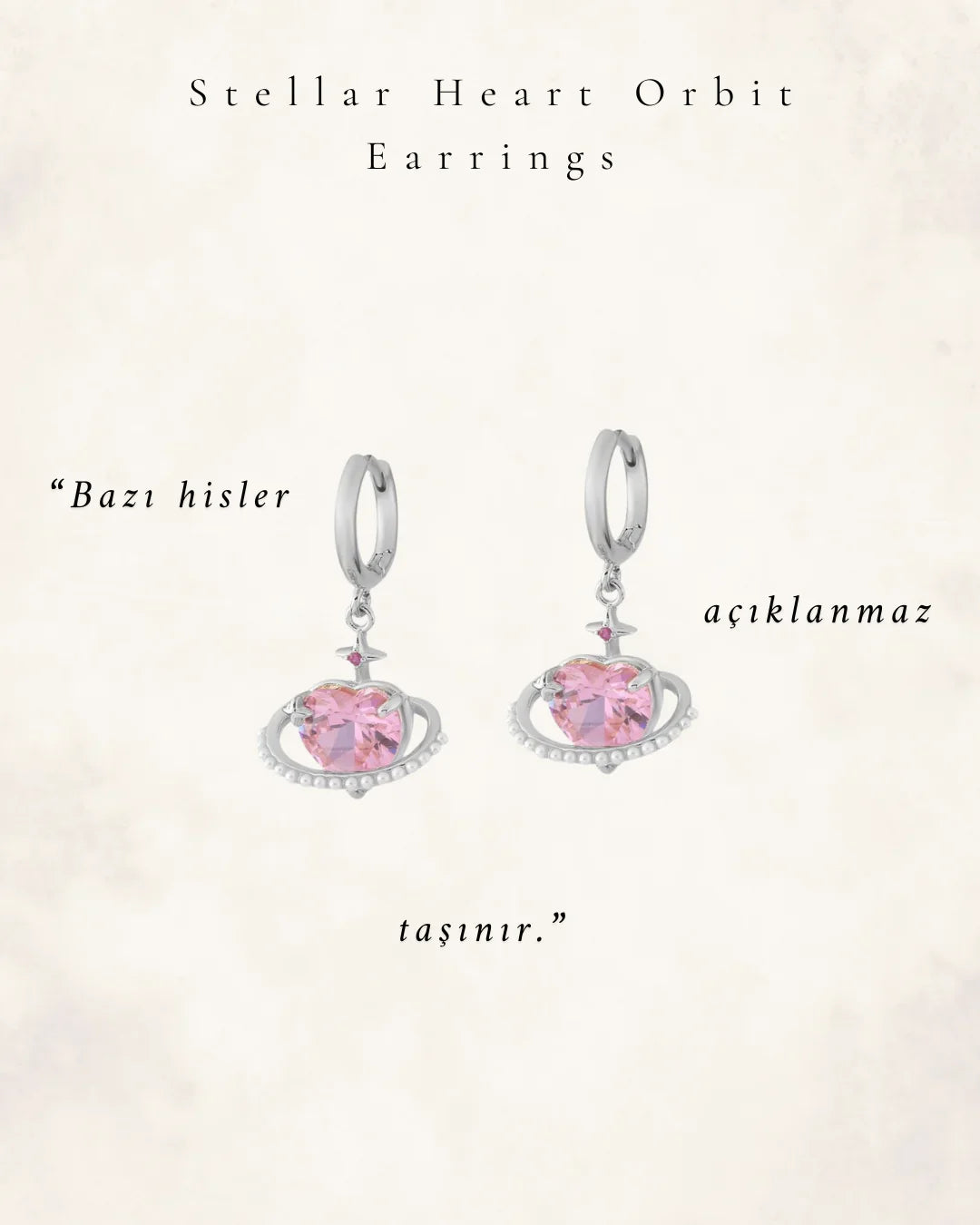 Stellar Heart Orbit Silver Küpeler