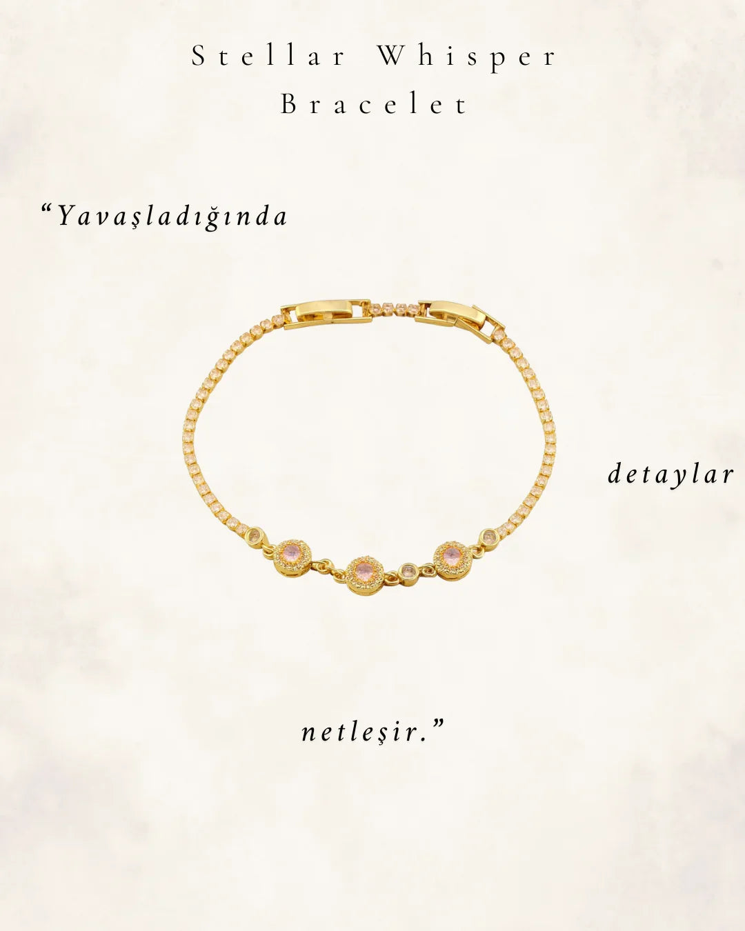 Stellar Whisper Gold Su Yolu Form Zirkon Süslemeli Bileklik