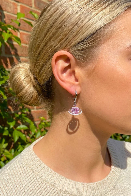 Stellar Heart Orbit Silver Tone Küpeler