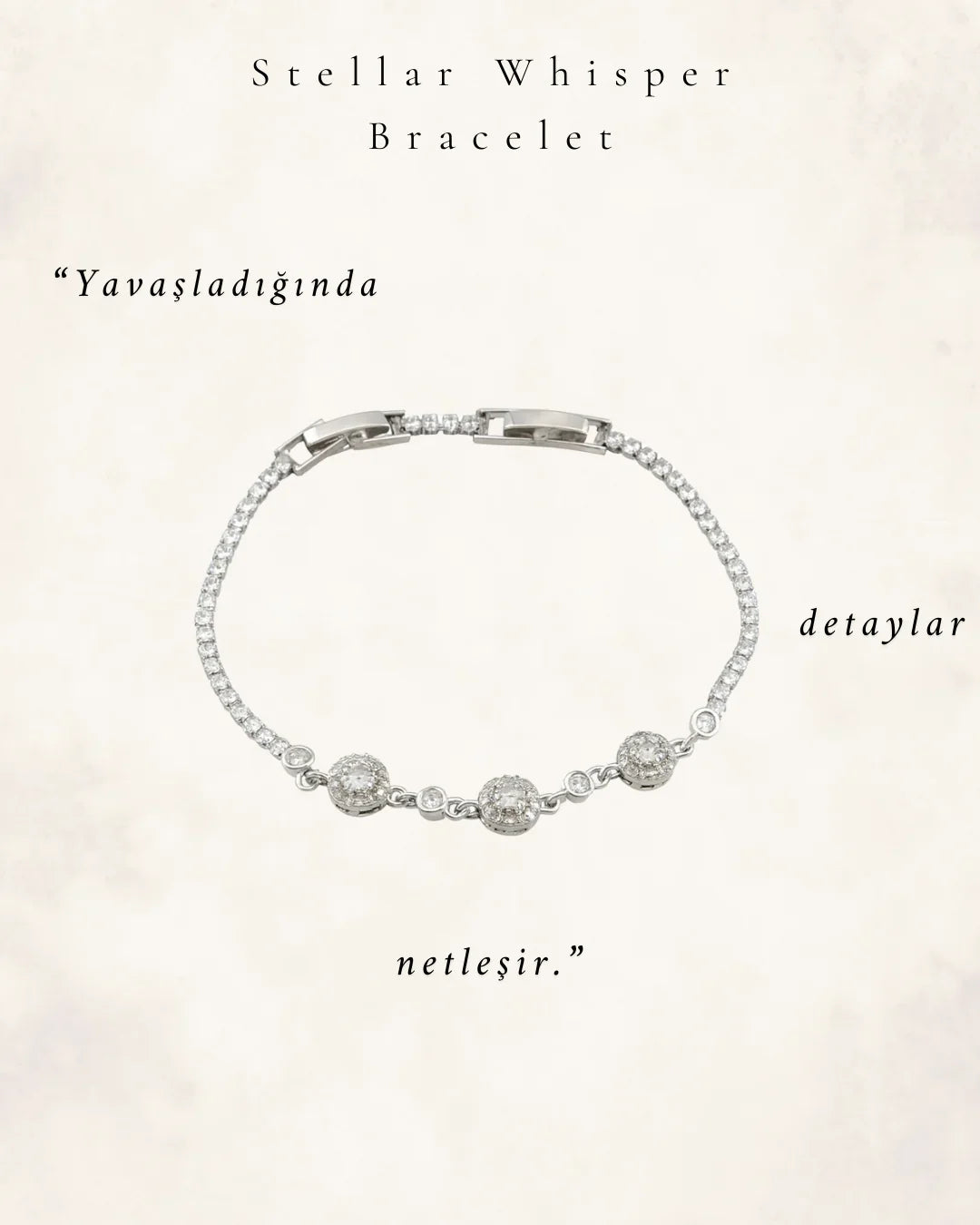 Stellar Whisper Silver Su Yolu Form Zirkon Süslemeli Bileklik