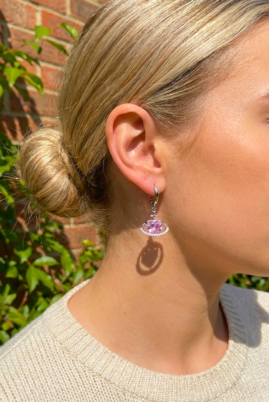 Stellar Heart Orbit Silver Tone Küpeler