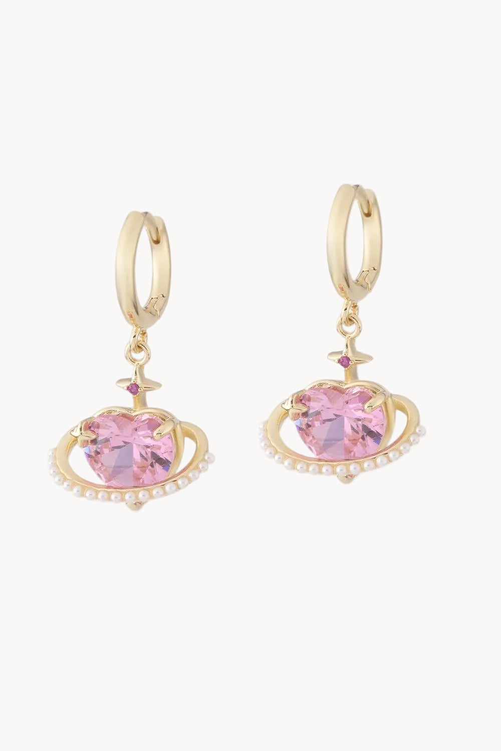 Stellar Heart Orbit Gold Tone Küpeler