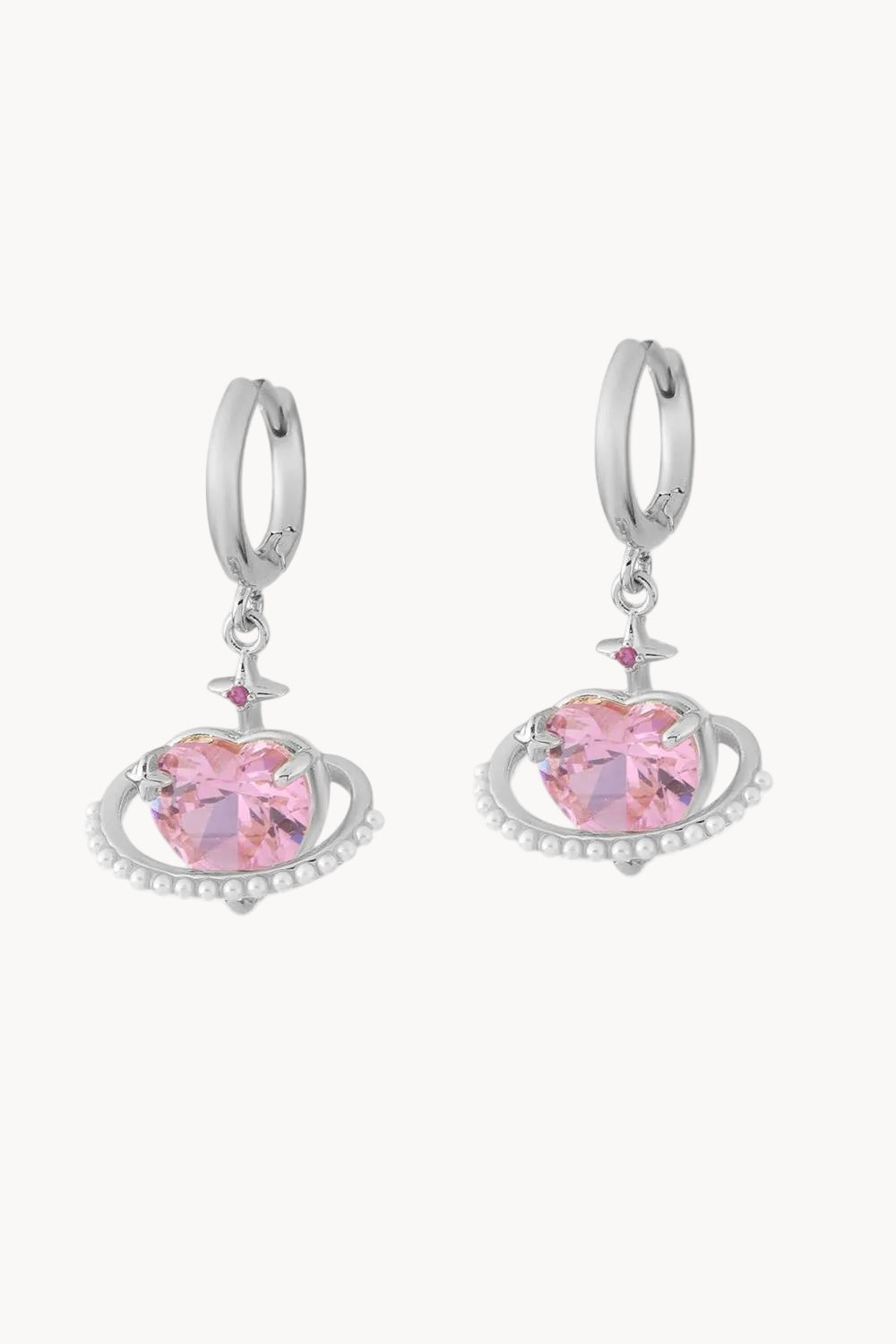 Stellar Heart Orbit Silver Tone Küpeler